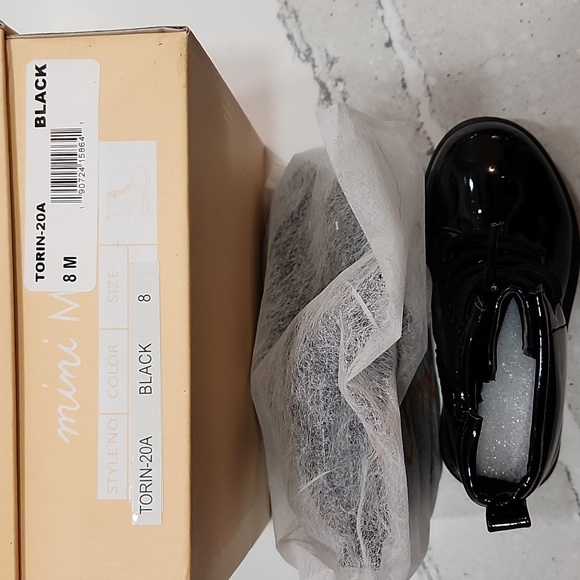 Mini Moda Kids Black Patent Combat Boots | Size 8 Toddler NIB - Picture 8 of 11